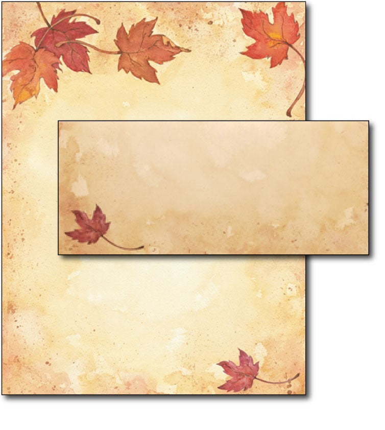 Falling Leaves Letterhead & Envelopes - 40 Sets, Inkjet and Laser Printer Compatible