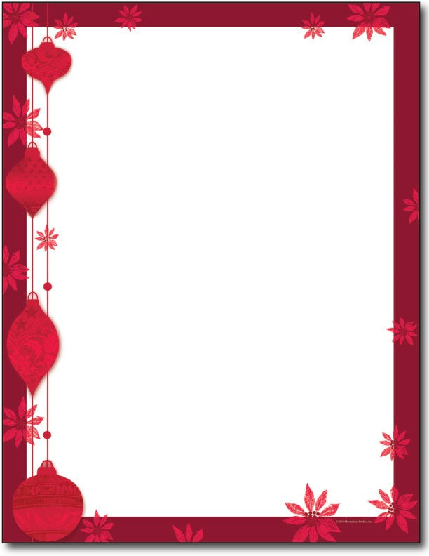 60lb Painted Poinsettia Letterhead Sheets, measure (8.5 X 11) , compatible with inkjet and laser