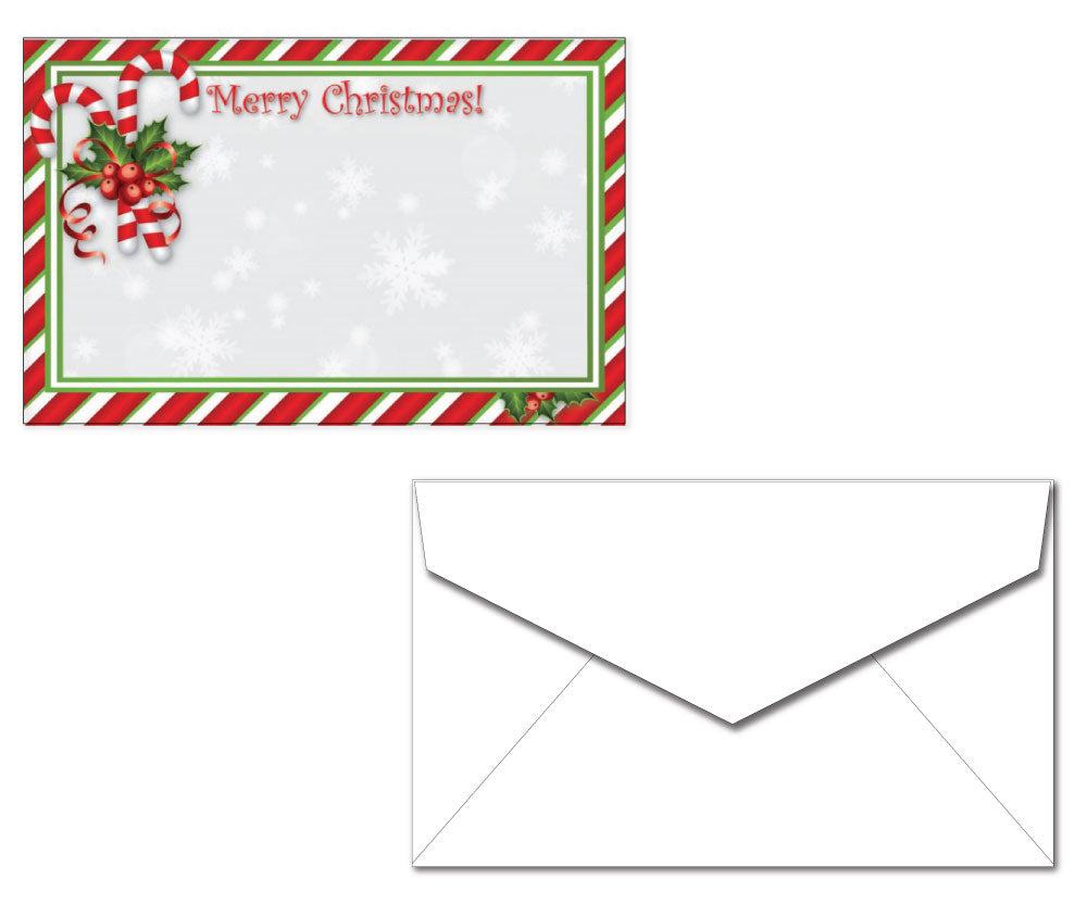 Holiday Cards with Envelope - Candy Canes Merry Xmas