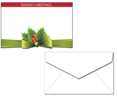 Holiday Letterhead with Envelope - Holly & Bow