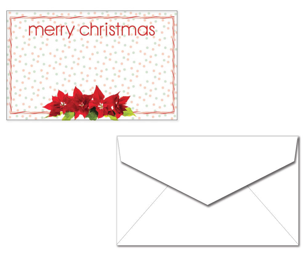 Holiday Letterhead with Envelopes - Poinsettia Merry Christmas