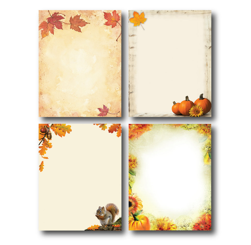 4 Autumn Designs (Fall Stationery) Variety Pack 3