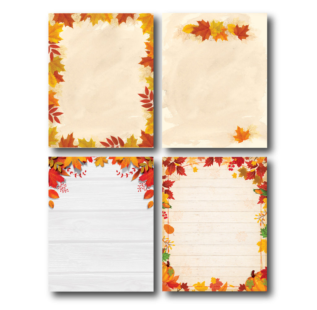 4 Autumn Designs (Fall Stationery) Variety Pack 2